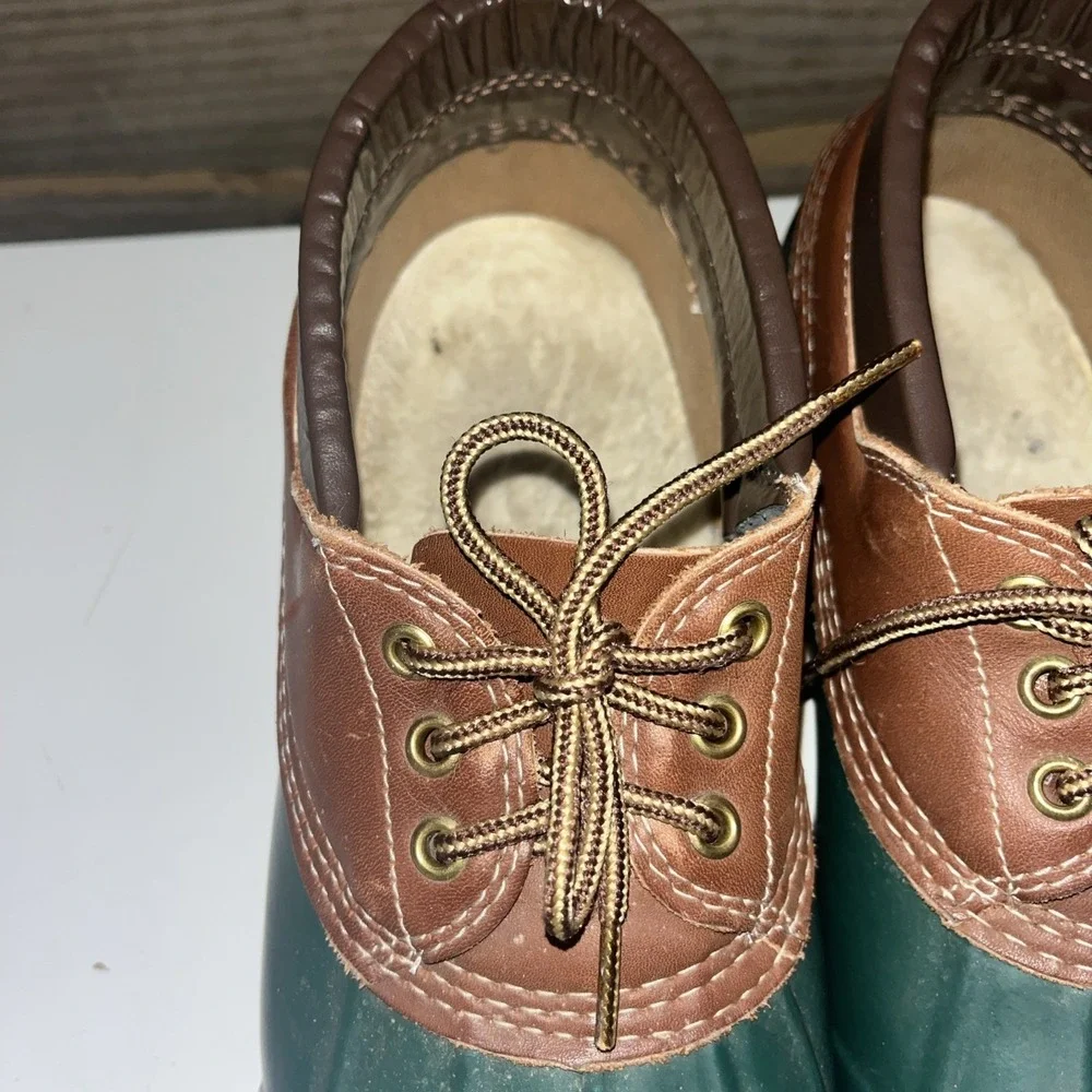 Eddie Bauer‎ Sz 9 M Rubber Moc Duck Boots Tan  Green Women's USA Made